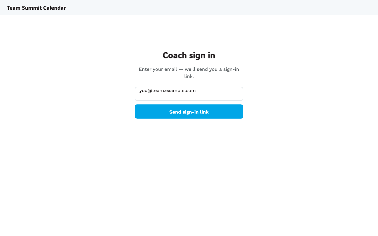 The /coach/login page