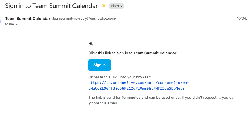 The magic-link sign-in email body